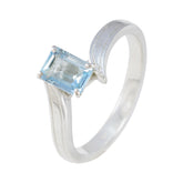 Teresa Artisan Blue Solitaire Ring in Sterling Silver
